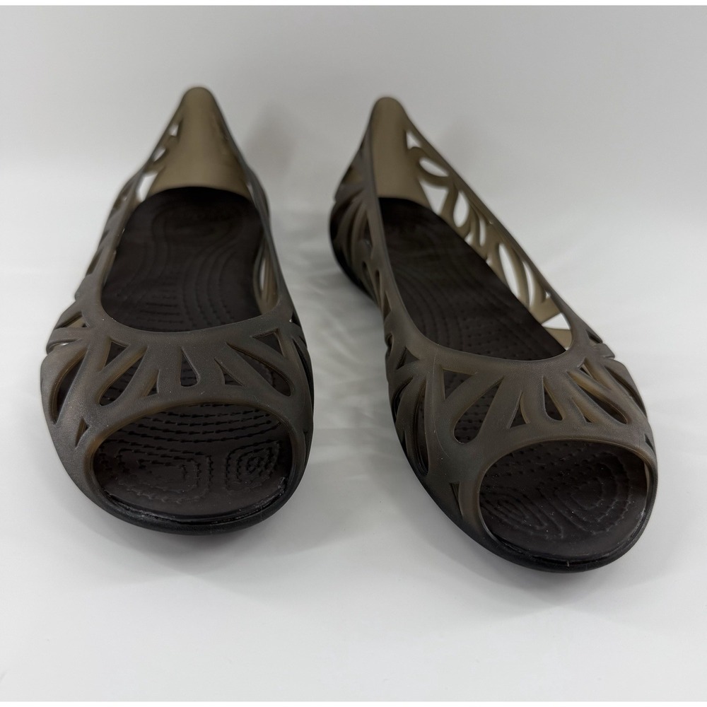 Crocs Women's Jelly Flats Sz 6 Adrina Bronze Cutout Slip On Shoes Summer Beach